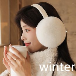Berets Women Soft Plush Ear Warmer Winter Warm Foldable EarMuffs Fashion Solid Color Fur Earflap Outdoor Cold Protection Cover