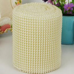 10yard 24row Half Round Pearl Beads Bendable Mesh Wrap Roll Chain Trim For Sewing Apperal Bag Shoes Cap Decoration189U