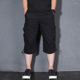 Mens Pants Summer Cargo Short 3/4 Length Straight Loose Baggy Boardshort Male Clothing Hip Hop Plus Size S-5XL