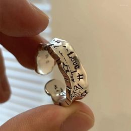 Cluster Rings 2023 Arrival Elegant Letter Engrave 925 Sterling Silver Female Ring Jewellery For Women Gifts Never Fade