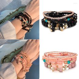 Strand Bohemian Multi-layer Beads Bracelet Y2K Handmade Women Summer Colourful Beaded Chain Bangle Girls Boho Jewellery Accessories