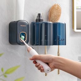 Toothbrush Holders ECOCO Toothbrush Holder Wall Toothbrush Organiser Tooth brush Cup Toothpaste Squeezer Dispenser Bathroom Accessories Organiser 230921