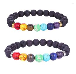 Strand Fashionable Colorful Volcanic Stone Bracelet For Men Energy Chakra Yoga Hand Beaded 120pcs/lot