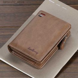 Money Clips Baellerry Fashion Men Wallets with Zipper Coin Pocket Small Leather Card Holder High Quality Male Bifold Purse Wallet Carteira Q230921