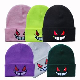 Women's Cartoon Hat Fashion Embroidery Knitted Warmth Hat Funny Halloween Couple Hat Outdoor Windproof Pullover Hat