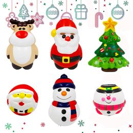 Party Favor Set Slow Rising Stress Relief Super Soft Squeeze Gift Santa Snowman Reindeer Christmas Squishies Toys for Kids