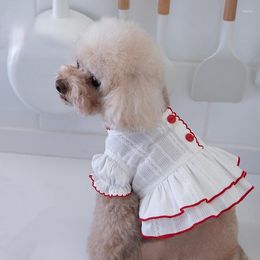 Dog Apparel Spring Summer Cute Jacquard Bud Edge White Cotton Short Skirt Pet Clothes Cat And Clothing Teddy Bear Cooling