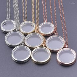 Pendant Necklaces 1Pc 25/30/35mm Mix Colors Trendy Crystal Round Glass Memory Medaillon Locket Floating Relicario Women Jewelry