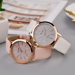 Wristwatches Sdotter Fashion Casual Ladies Quartz Wrist Watch Pink Simple Retro Women Watches Female Vintage Leather Clock