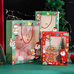 Gift Wrap 1PC Merry Christmas Box Cute Cookie Candy Packaging Bags With Handle DIY Party Favors Year Decor