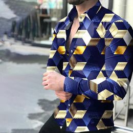 Men's Casual Shirts Long Sleeve Fancy Plus Size 3D Print Designer Men