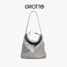 GROTTO Elegant Wandering Bag Italian Vegetable Tanned Sheepskin Casual Large Capacity Tote Bag Gender Free Bag