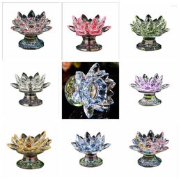 Candle Holders Lotus Flower Quartz Crystal Purity Multicolor Tall Feet Figurines Candlestick Holder Souvenir