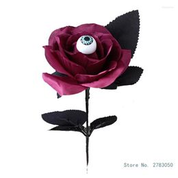 Decorative Flowers 1PC 36cm Horror Flower Rose Artificial With Eyeball Halloween Supplies Fake Cosplay Costume Accessories