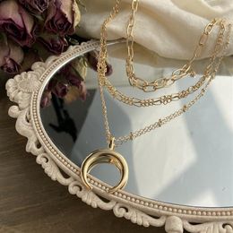 Pendant Necklaces Creativity Moom Shape Necklace For Women Girl Fashion Multi-Layer Zinc Alloy Gold Colour Thick Chain Party Gifts256h