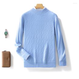 Men's Sweaters Autumn And Winter Pure Wool Sweater Semi-Turtle Neck Long-Sleeved Pullover Thickened Business Casual Warm Top.