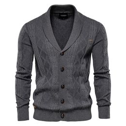 Mens Sweaters AIOPESON Cotton Argyle Cardigan Men Casual Single Breasted Solid Color Business Cardigans Winter Fashion Sweater Man 230921