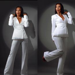 White Women Blazer Sets Slim Fit Mother Of The Bride Pants Suits Custom Made Tuxedos For Lady Party Prom Wear 2 Pieces