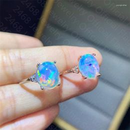 Cluster Rings Natural Opal Ring 925 Silver Women's Simple And Generous Fashionable Versatile