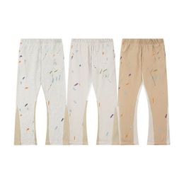 Designer Hand-painted Splash-ink Patchwork Drawstring High Street Casual Bathroom Micro Flared Long Men's Sweat Pants