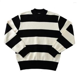 Men's Sweaters Vintage Sweater For Men Thick Cotton Striped Prisoner Winter Christmas Pullover Motorcycle Outfit