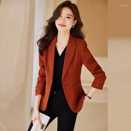 Women's Suits Fashion Women Work Wear Blazer Red Yellow Black Ladies Jacket Female Long Sleeve Single Button Autumn Winter Formal Coat