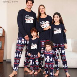 Family Matching Outfits 2023 New Christmas Family Pajamas Set Santa Bear Print Mom Daughter Dad Son Baby Matching Clothes Loose Soft Sleepwear Xmas Look T230921