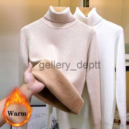Women's Sweaters Turtleneck Winter Sweater Women Thicken Plus Velvet Lined Warm Knitted Pullovers Slim Tops Jersey Knitwear Female Basic Jumper J230921