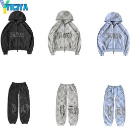 Womens Two Piece Pants YICIYA Hoodie Y2k Sweatshirts Hoodies Tracksuit two piece sets Harajuk zipup Long sleeve Tops and sweat pants outfits 230921