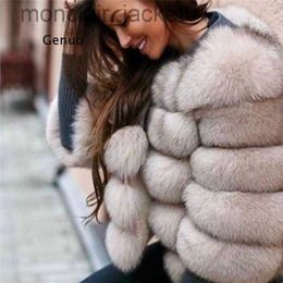 Women's Fur Faux Fur Thick Warm Winter Coat Women Luxury Faux Fox Fur Coat Women Stand Fur Collar Fake Fur Jacket Outerwear J230921