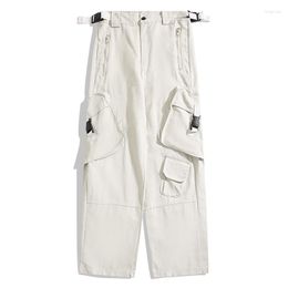 Men's Pants BOYUE Silk Jump Spring Leisure Japanese Functional Cargo Multi Pocket Ins Wide Leg Youth Chic