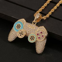 New designed game controller Pendant necklace luxurious Micro inlays diamonds Men Women Hip Hop Punk Necklaces Designer jewelry Hi308K