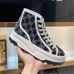 Tennis Treck 1977 Designer Shoes High Top Sneakers Navy Blue Men Luxury Italian Canvas Shoe Fashion Canvas Tennis Shoe Fabric Trims 5cm Thick Sole Shoes