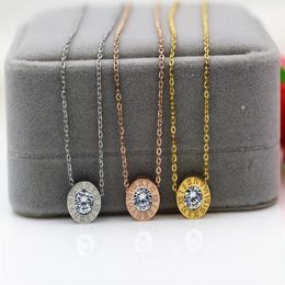 Exclusive real s fashion diamond necklace fashion double-sided letter round Roman Roman numerals necklace269v
