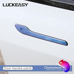 LUCKEASY For Tesla Model 3 Model Y Car Exterior modification ABS door handle trim strip model3 2022 starry sky chameleon series265V