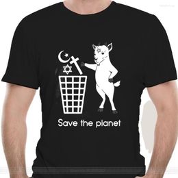 Men's T Shirts Goat Satan Save The Planet Shirt Male Brand Teeshirt Men Summer Cotton