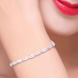 Link Bracelets High Quality 925 Colour Silver Lucky Clover Heart For Women Wedding Lady Noble Pretty Jewellery Fashion Christmas Gift