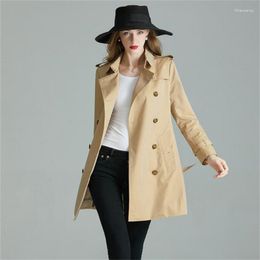 Women's Trench Coats Spring Autumn Fashion Mid-length Double-breasted Windbreaker Korean Slim Anti-wrinkle Clothes Waterproof