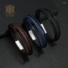 Link Bracelets Handmade Retro Thin Pu Leather Cord Men Zinc Alloy Multilayer Braided Rope Bangle For Male Female Wristband Jewelry