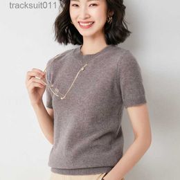 Women's Sweaters High Quality New Women O Neck Short Sleeve Delicate Cashmere Wool Sweater Soft Basic Solid Colour T-Shirts L230921
