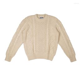 Men's Sweaters Crew Neck Knitted Sweater Cable Thick Regular Fit Black Khaki Vintage Pullover Designer Jumper Autumn Winter