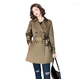 Women's Trench Coats Windbreaker Coat Long Sleeve Lining High-end 2023 Spring Autumn Mid-length Overcoat Female Large Size