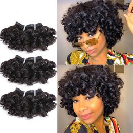 Hair Bulks Bouncy Curly Bundles Double Draw Indian 6inch Short Cut Human Natural Black Brown Color 230920