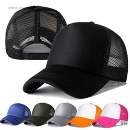 Ball Caps 1 PCS Unisex Cap Casual Plain Mesh Baseball Cap Adjustable Snapback Hats For Women Men Hip Hop Trucker Cap Streetwear Dad HatL2030921