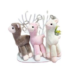 Plush Keychains 12pcs/lot 18cm Cartoon Long-Legged Alpaca Keychain Doll Animal Plush Toys Gifts 230921