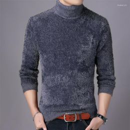 Men's Sweaters Men Brand Autumn Winter Turtleneck Sweater Mens Fashion Business Casual Plush Thick Warm Knitted Pullover