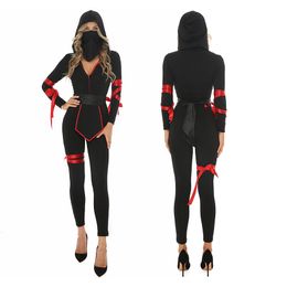 Catsuit Costumes Ninja Samurai Cosplay Anime Fantasia Halloween Costumes for Women Disguise Sexy Adult Warrior Jumpsuits Catsuit Party Dresses