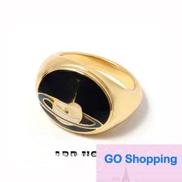 Light Luxury Same Style Universe Enamel Enamel Glaze Ring Female High Sense Little Finger Rings Men and Women All-Matching