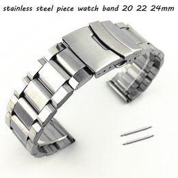 Watch Bands Silver Security Buckle Stainless Steel Piece Watch Band 20mm 22mm 24mm Watch Strap Wrist Bracelet 3 Beads Belt with Pins 230921