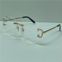 selling clear lens frameless 18k frames gold-plated ultra-light square rimless optical glasses men business style eyewear top qual3122